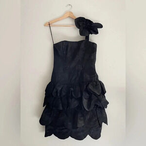 Vintage Victor Costa Saks Fifth Avenue oneshoulder dress dropwaist wedding party